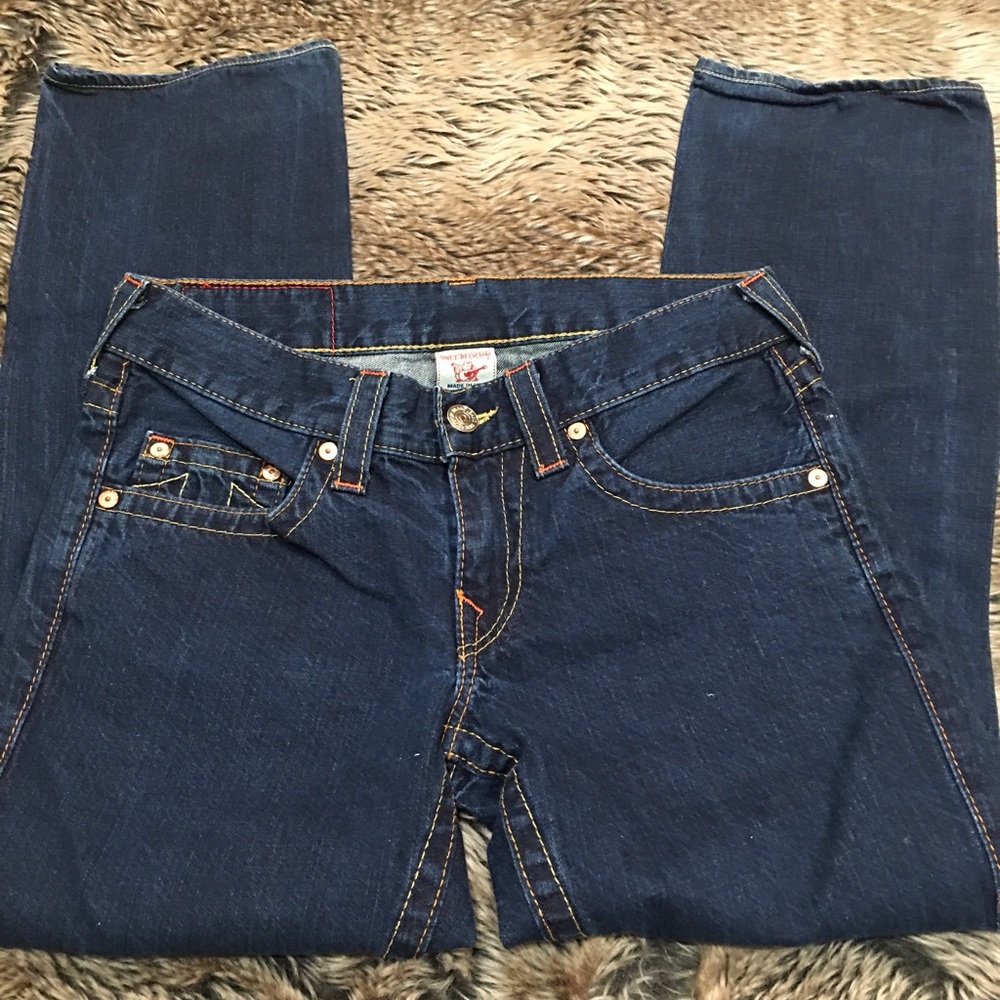 True Religion Bobby Big T Stitch Straight Jeans Size 29 Short